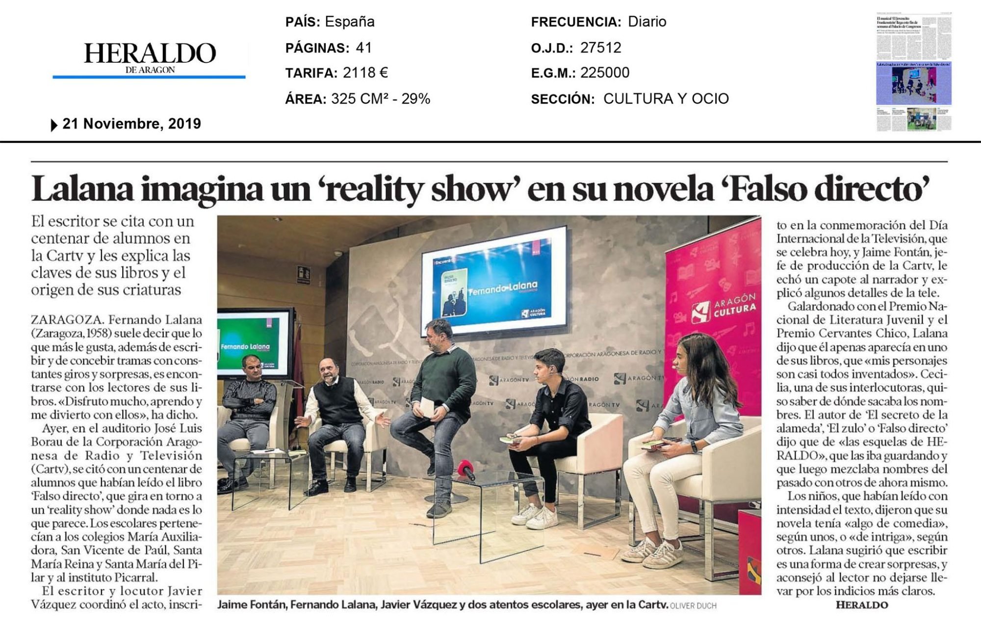 Heraldo de Aragn Falso directo presentación